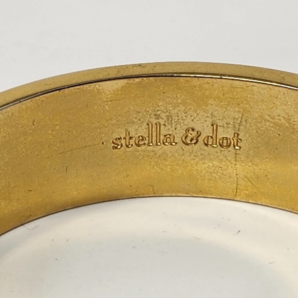 Stella and Dot Eleanor Celtic Knot Clamper Bangle Bracelet Orange Pink Enamel - Picture 4 of 7